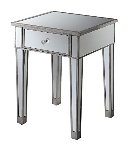 Convenience Concepts Gold Coast Mirrored Drawer End Table