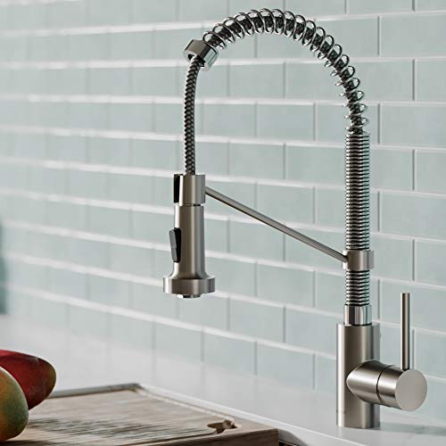 Kraus KPF-1610SFSCH Bolden 18-Inch Commercial Kitchen Faucet with Dual Function Pull-Down Sprayhead in all-Brite Finish, Spot Free Stainless Steel/Chrome