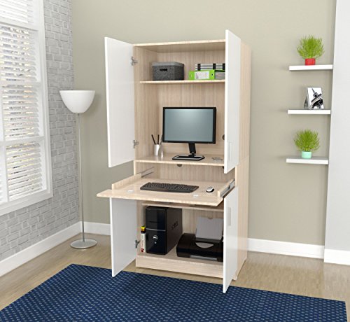 Inval Computer Desks, Laricina-white/beech