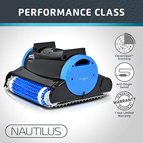 Maytronics - Pool Dolphin Nautilus Automatic Robotic Pool Cleaner with Dual Filter Cartridges, Two Scrubbing Brushes and Tangle-Free Swivel Cord, Ideal for Swimming Pools up to 50 Feet