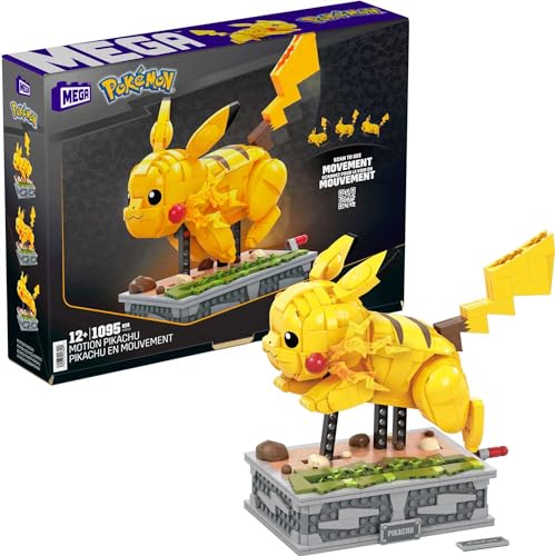 MEGA Pokémon Collectible Building Toys For Adults, Motion Pikachu With 1095 Pieces And Running Movement, For Collectors