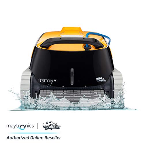Maytronics Dolphin Triton PS Automatic Robotic Pool Cleaner with Extra-Large Filter Basket and Superior Scrubbing Power, Ideal for In-ground Swimming Pools up to 50 Feet.