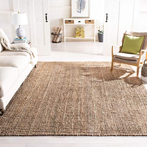Safavieh Natural Fiber Collection NF447M Hand Woven Natural and Grey Jute Area Rug (6' x 9')