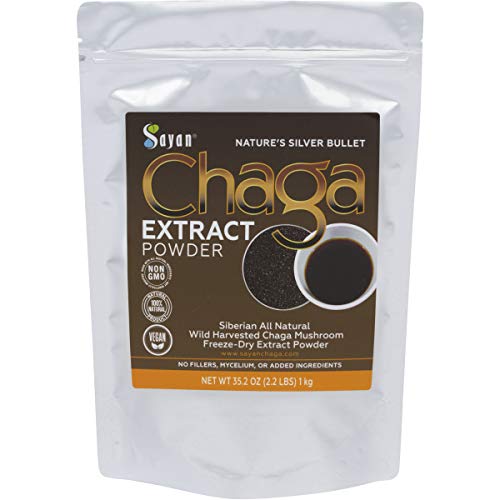 Sayan Siberian Wild Fresh Chaga Mushroom Extract Powder 2.2 Lb 1kg Organic Antioxidant Tea Energy Booster, Immune System Support, Promote Digestion, Focus Clarity Supplement Use for Instant Coffee Mix