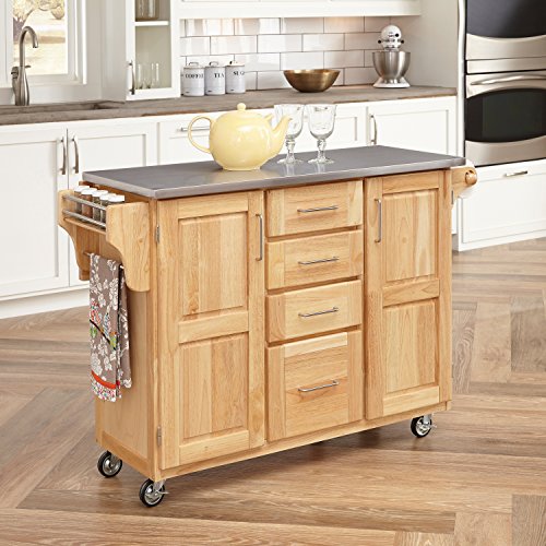 Home Styles Kitchen Cart with Breakfast bar & Stainless Steel Top by 