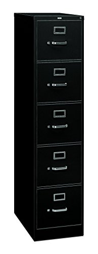 HON 5 Drawer Filing Cabinet - 310 Series Full-Suspension Legal File Cabinet, 26-1/2-Inch Drawers, Black (H315C)