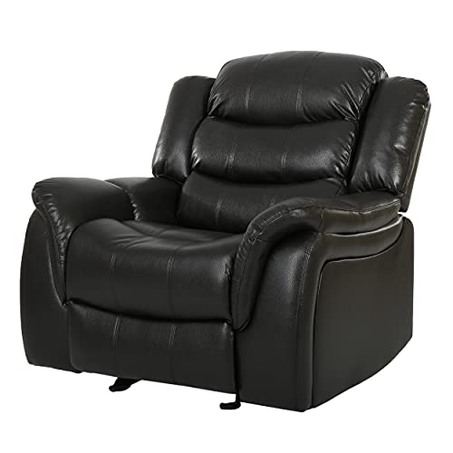GDFStudio Merit Black Leather Recliner/Glider Chair