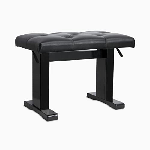 OnStage KB9503B Height Adjustable Piano Bench, Black Gl...