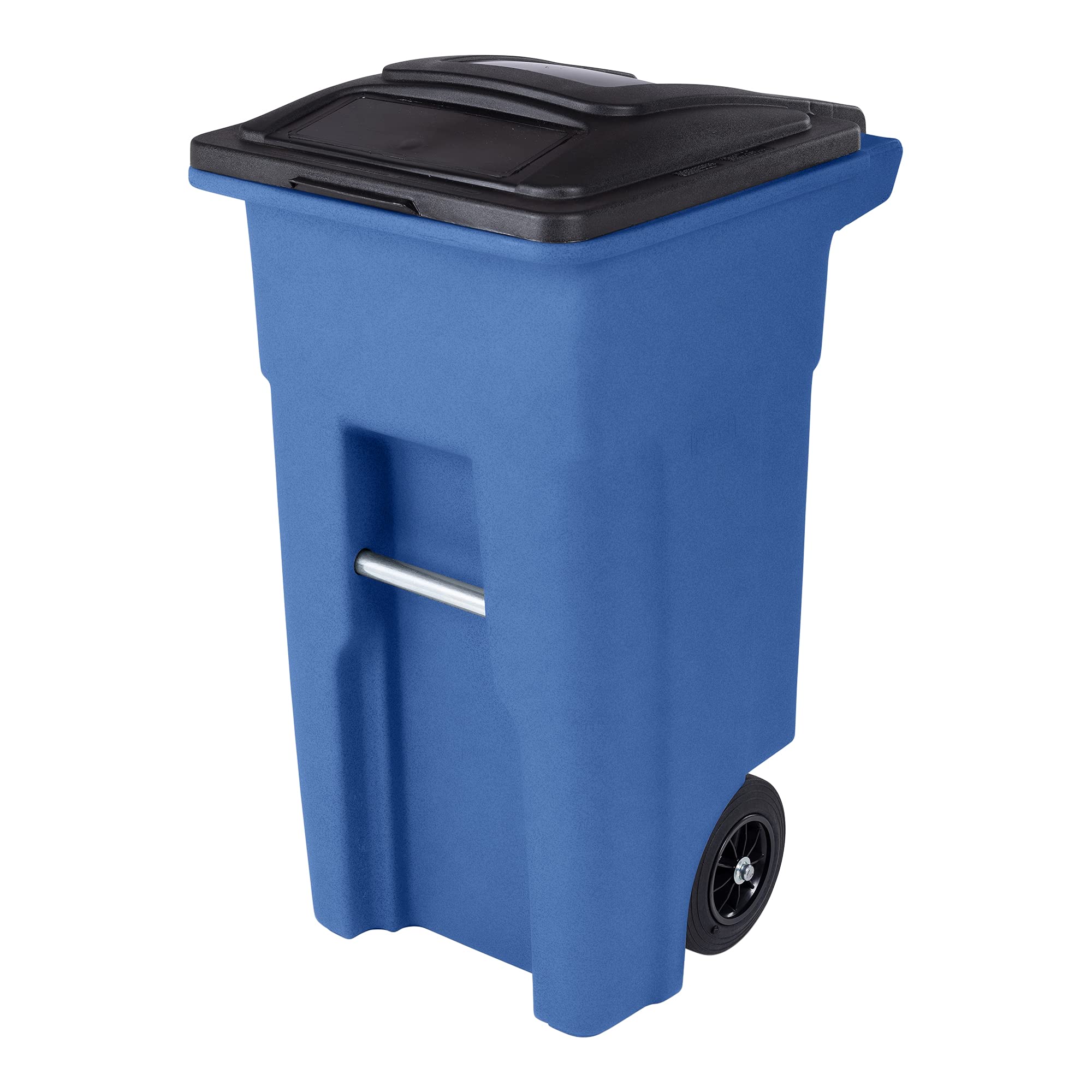 Toter 32 Gal. Blue Trash Can with Quiet Wheels and Atta...