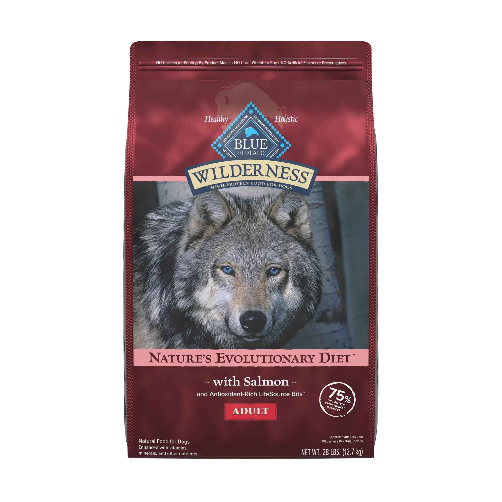 Blue Buffalo Wilderness High Protein Natural Adult Dry Dog Food plus Wholesome Grains, Salmon 28 lb bag