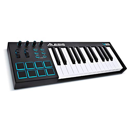 Alesis V25 | 25-Key USB MIDI Keyboard & Drum Pad Controller (8 Pads / 4 Knobs / 4 Buttons)