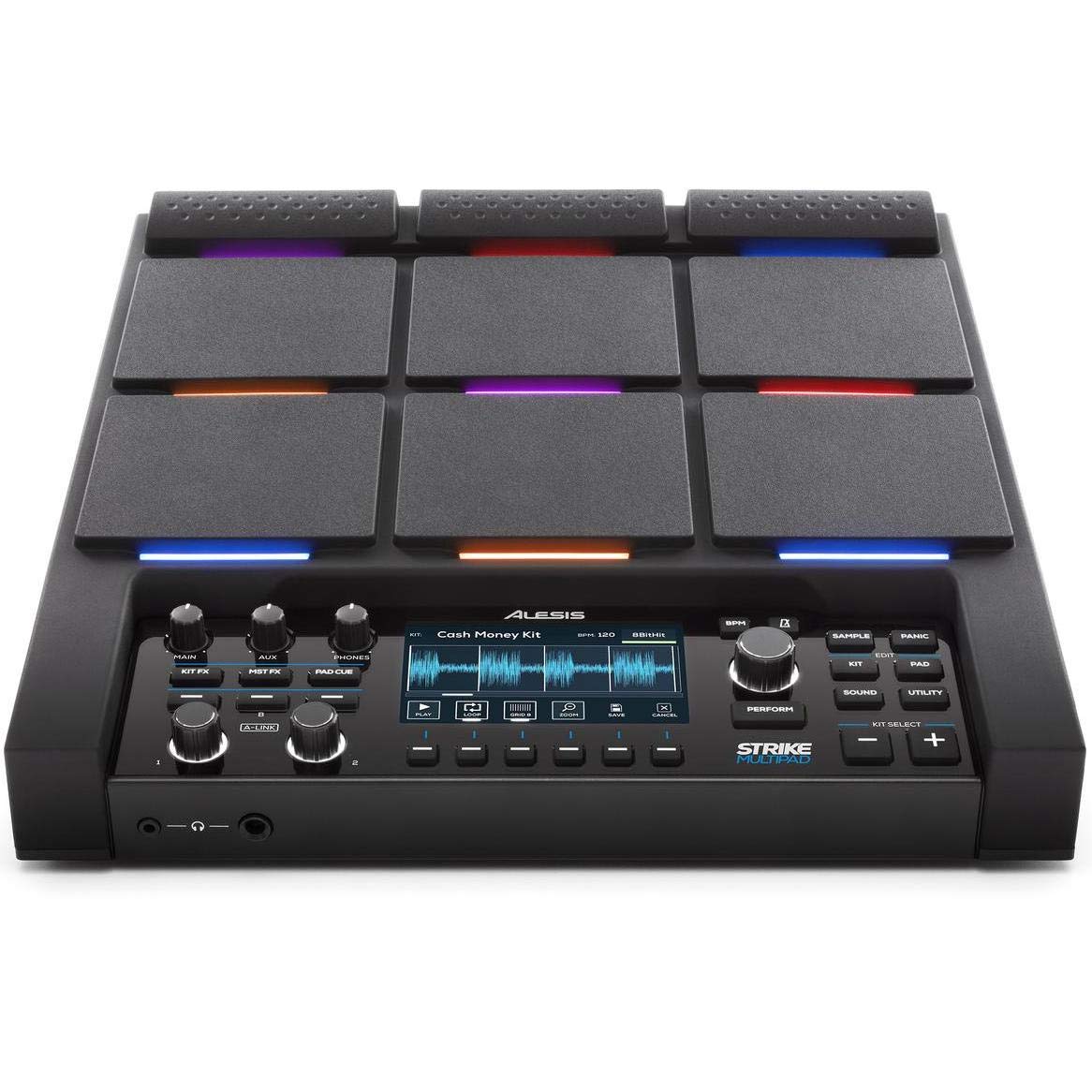 Alesis Strike Multipad | 9-Trigger Percussion Pad with RGB Backlighting, Sampler, Looper, On-Board 2-In/2-Out Soundcard, Sample loading via USB Thumb Drives