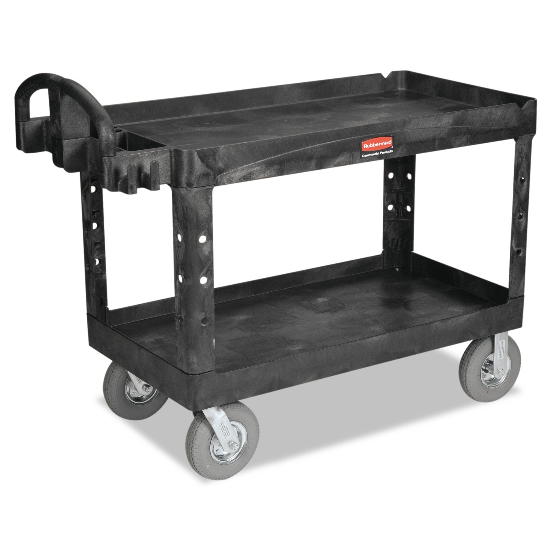 Rubbermaid HD Utility Carts with Lipped Shelves- Black