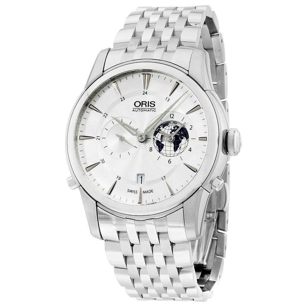 Oris Artelier GMT Automatic Silver White Dial Stainless Steel Mens Watch 690-7690-4081MB