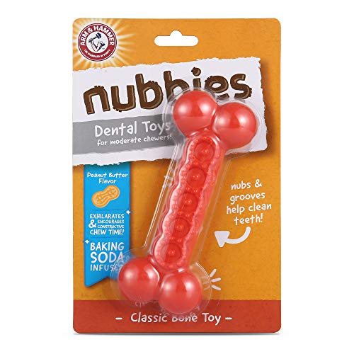 Arm & Hammer for Pets Nubbies Duality Bone Dental Dog Toy| Best Dog Chew Toy for Moderate Chewers | Dog Dental Toy Helps Reduce Plaque & Tartar | Green Apple Flavor Baking Soda