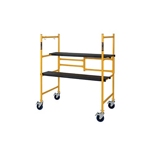 Metaltech 4 Foot High Portable Adjustable Platform Basic Mini Mobile Scaffolding Ladder with Locking Wheels