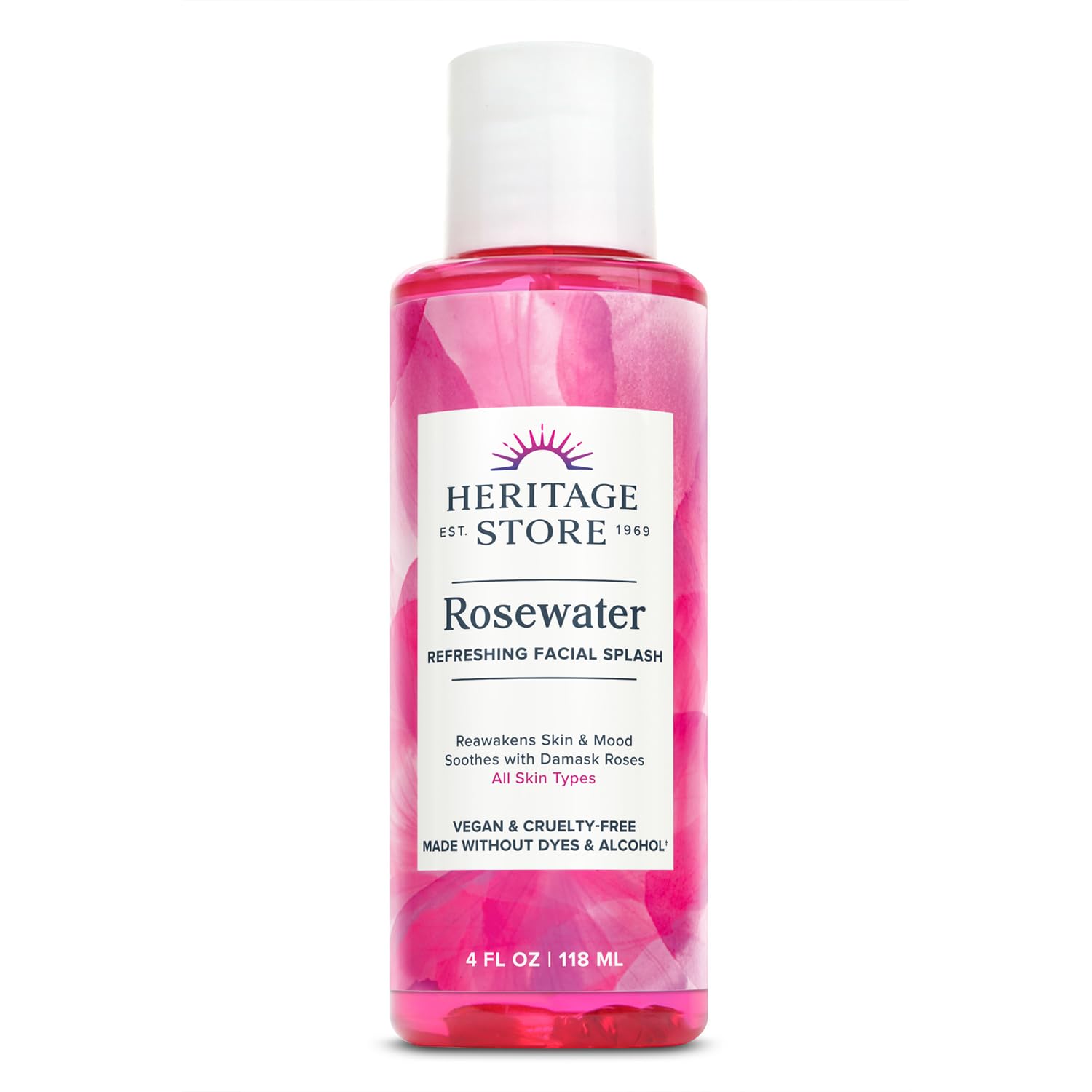 HERITAGE STORE Rosewater, Hydrating Formula for Skin & Hair, No Dyes or Alcohol, Vegan