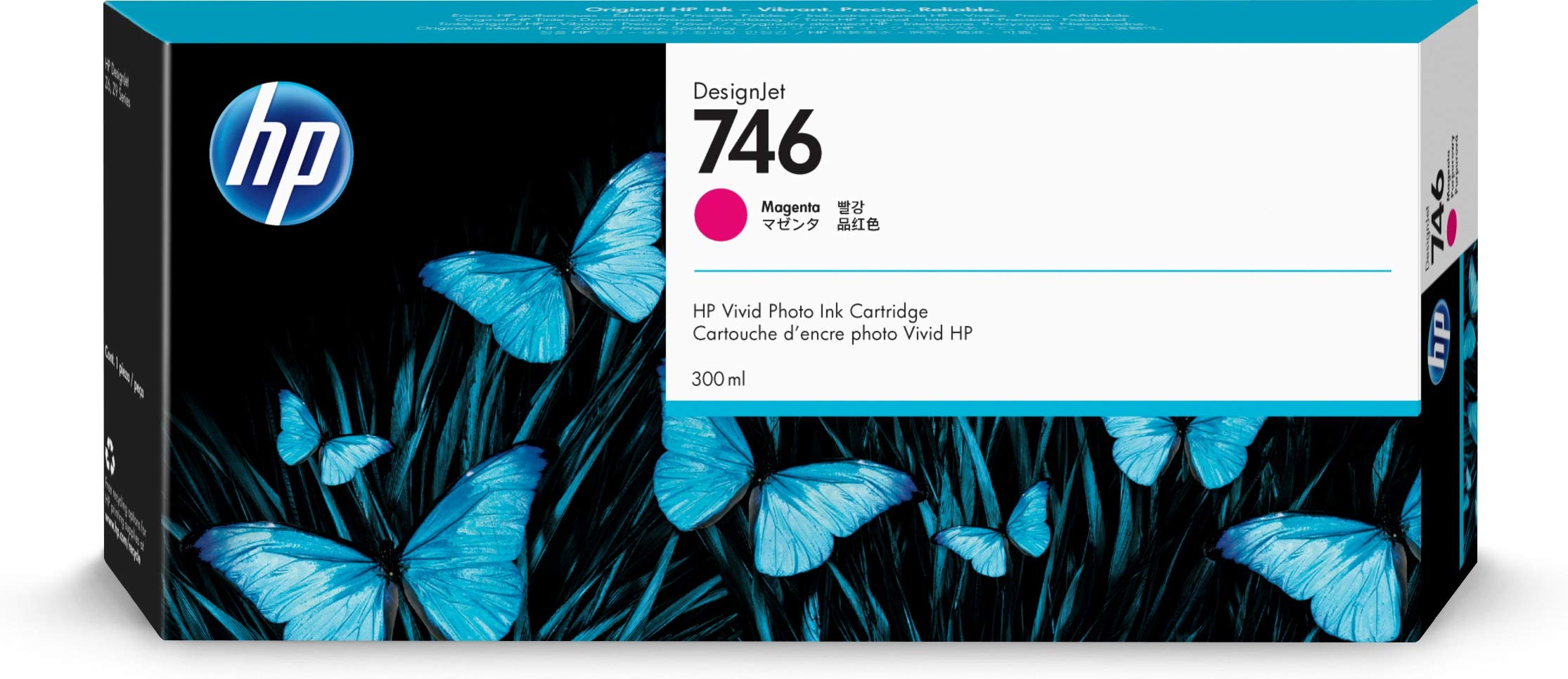 HP 746 Magenta 300-ml Genuine Ink Cartridge (P2V78A) fo...