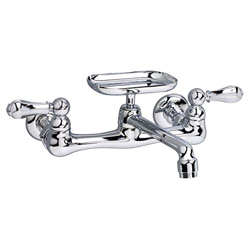 American Standard 7295.152.002 Heritage Wall-Mount 5-5/8-Inch Swivel Spout Kitchen Faucet with Metal Lever Handles, Chrome