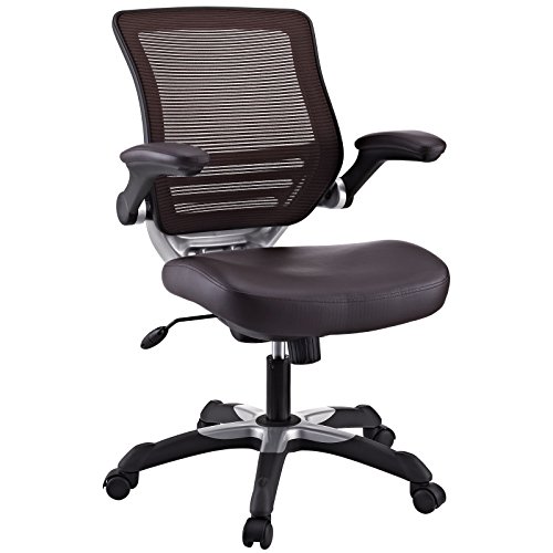 Modway Edge Faux Leather Mesh Office Chair in Brown