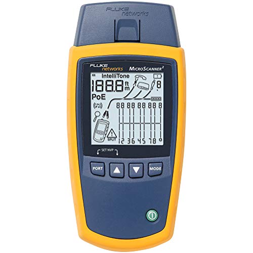 Fluke Networks MS2-100 MicroScanner2 Copper Cable Verifier with Built-In IntelliTone Toning, Troubleshoots RJ11, RJ45, Coax, Tests 10/100/1000Base-T, and Voip