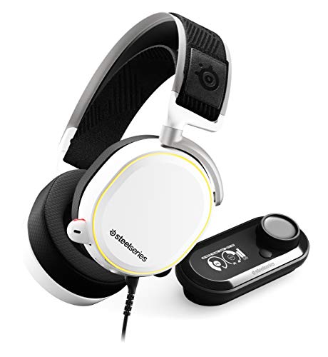 SteelSeries Arctis Pro + GameDAC Wired Gaming Headset - Certified Hi-Res Audio - Dedicated DAC and Amp - for PS4 and PC - White