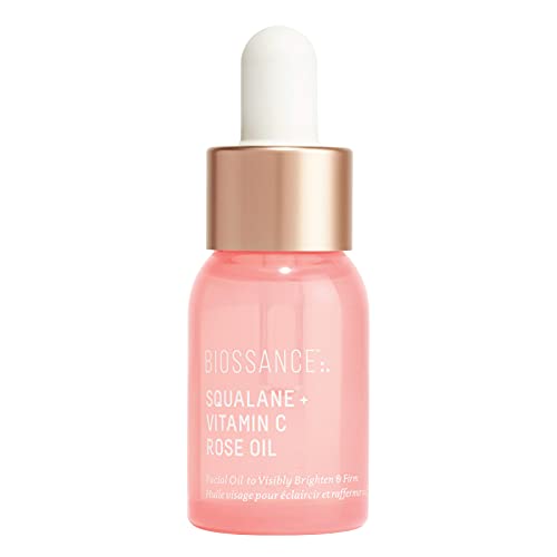 Biossance Squalane + Vitamin C Rose Oil. Facial Oil to Visibly Brighten, Hydrate, Firm and Reveal Radiant Skin