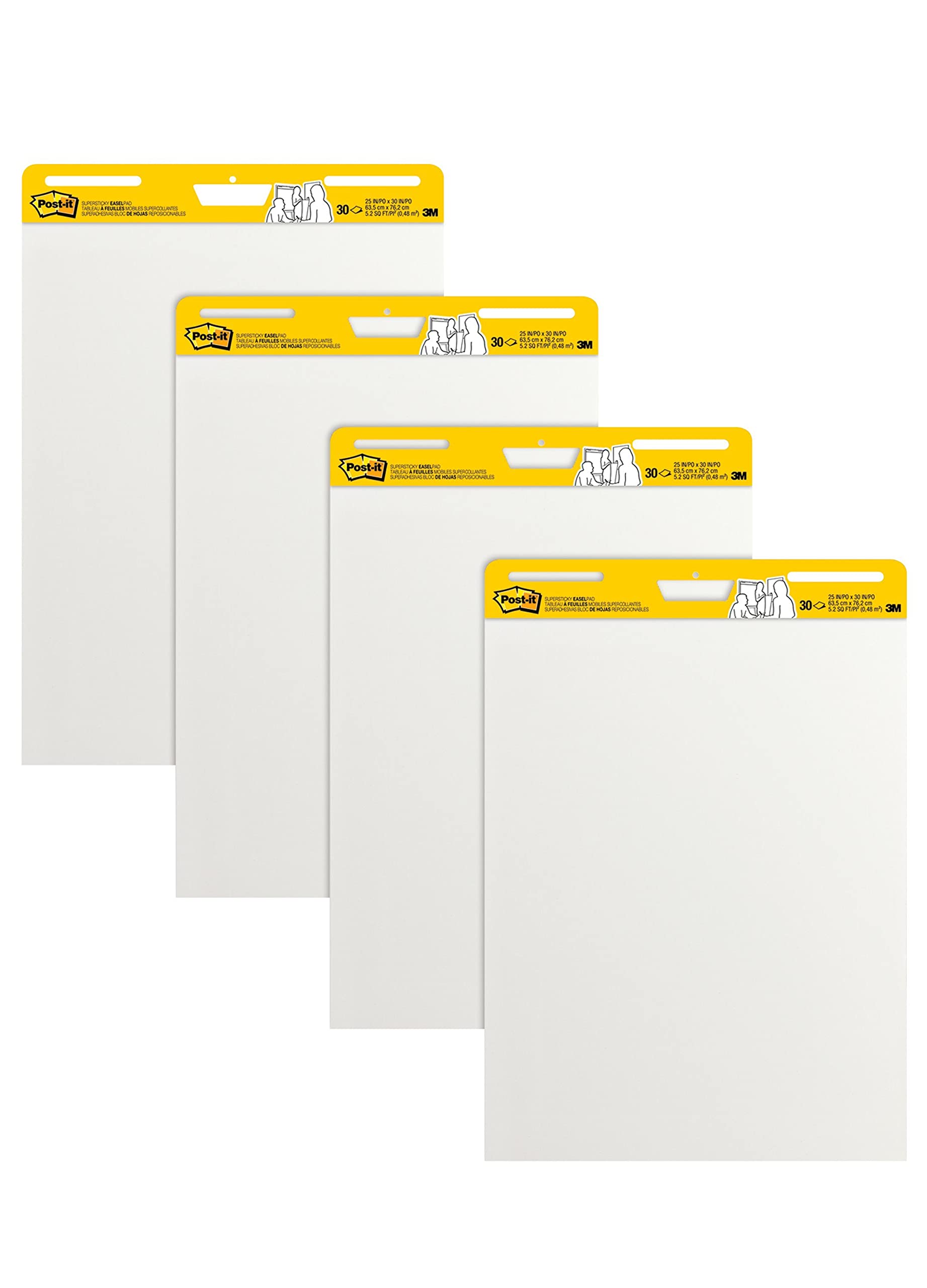 Post-it Super Sticky Easel Pad, 25 in x 30 in, White, 30 Sheets/Pad, 4 Pads/Pack, Great for Virtual Teachers and Students (559 VAD 4PK)