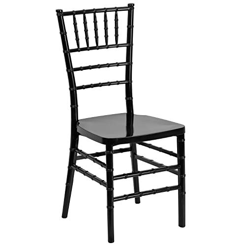 Flash Furniture Hercules Premium Series Resin Stacking Chiavari Chair (2 Pack), 14", Black