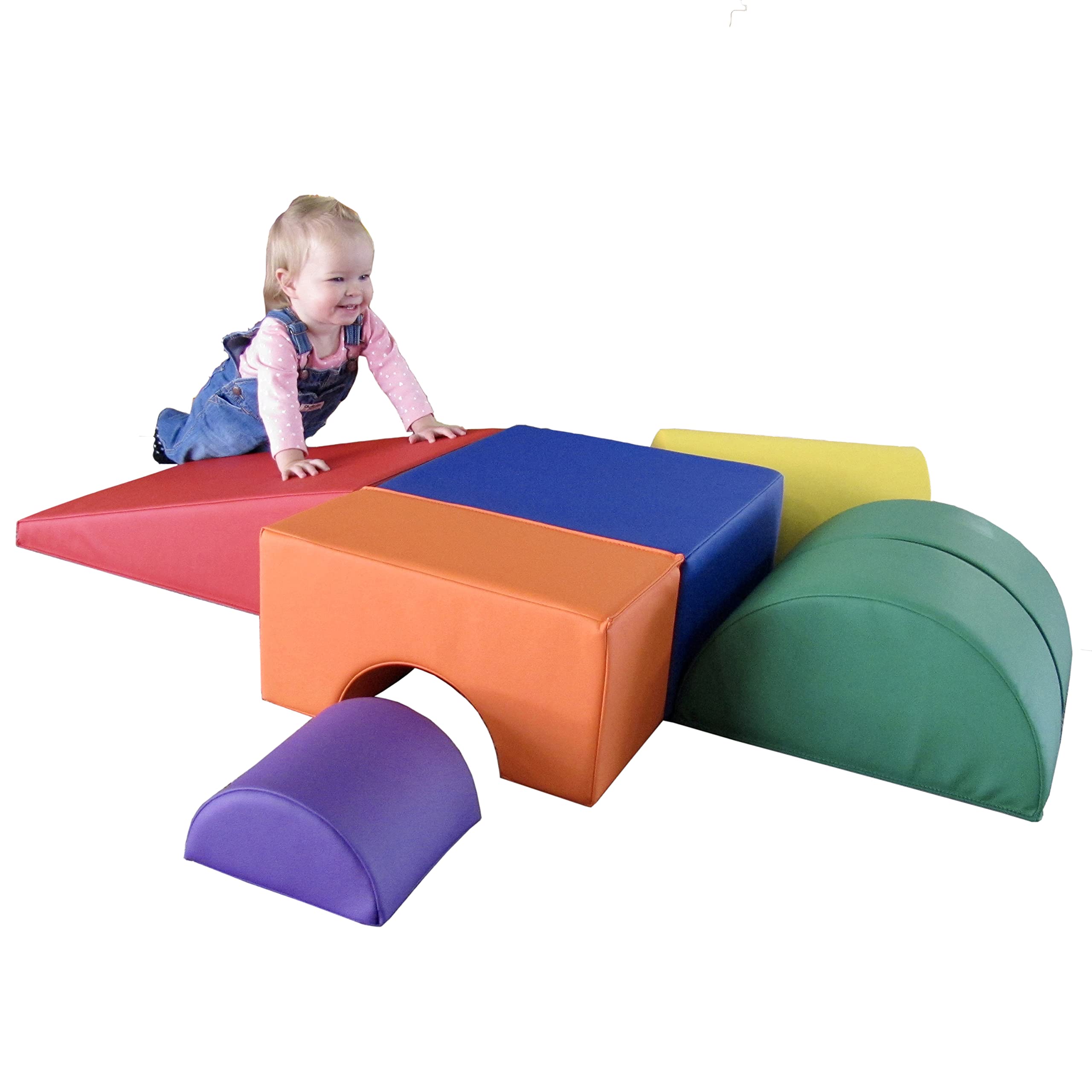 Factory Direct Partners FDP SoftScape Playtime and Climb Multipurpose Soft Foam Playset with Foldable Seat for Infants and Toddlers; Crawling, Climbing, Block Play for Home, Daycare,