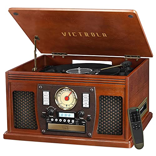 Victrola 8-in-1 Bluetooth Record Player & Multimedia Center, Built-in Stereo Speakers - Turntable, Wireless Music Streaming, ...