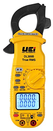  UEi Test Instruments UEi DL389B Digital True RMS Clamp Meter, HVAC 4000 Counts Auto Ranging Voltmeter, Measures AC & DC Volts AC Amps AC/DC Microamps Temperature Frequency Resistance Capacitance Duty...