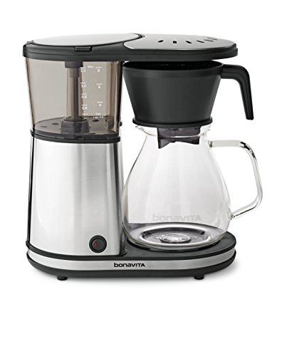 Bonavita BV1901GW 8-Cup One-Touch Coffee Maker Featuring Glass Carafe and Warming Plate, 12.6 x 6.8 x 12.2 inches, chrome
