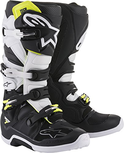 Alpinestars Tech 7 Motocross Off-Road Motorcycle Boots, Black/White, Men's Size 5