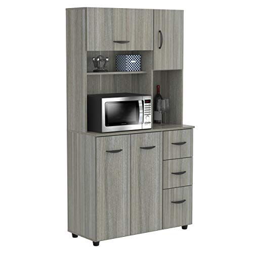 Inval Kitchen Microwave/Storage Cabinet, Smoke Oak