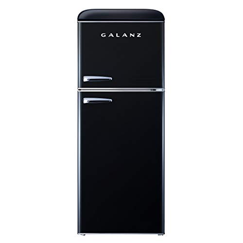 Galanz GLR46TBKER Retro Compact Refrigerator, 4.6 Cu.Ft Mini Fridge with Dual Door, Adjustable Mechanical Thermostat with True Freezer, Black