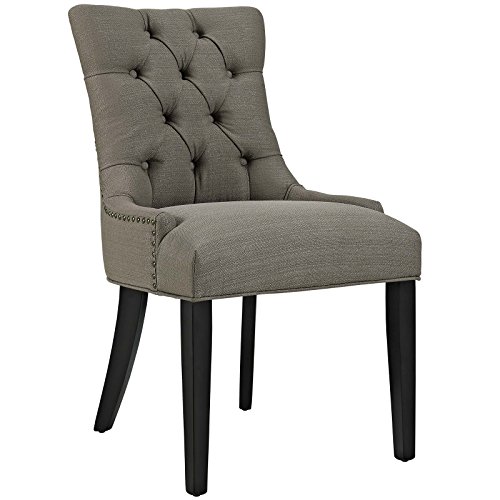 Modway Regent Modern Elegant Button-Tufted Upholstered Fabric With Nailhead Trim, Dining Side Chair, Granite