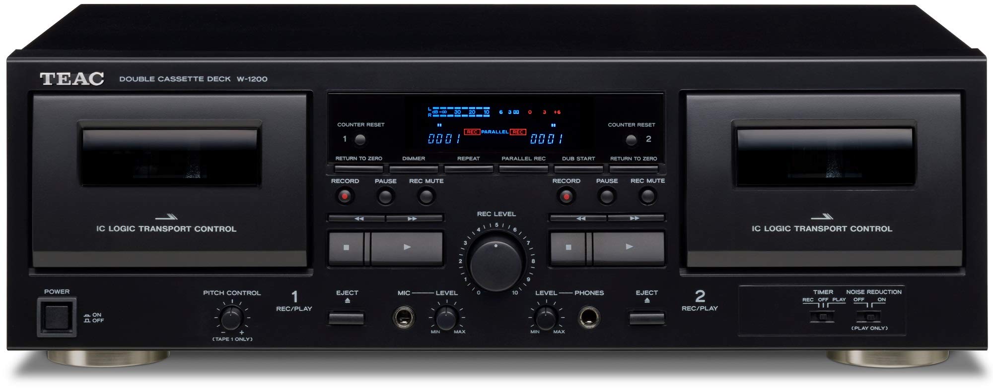 Teac W-1200 Dual Cassette Deck with Recorder/ USB/ Pitch/ Karaoke-Mic-in and Remote