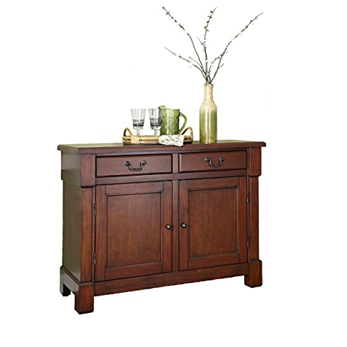 Home Styles Aspen Buffet with Storage and Felt Lined Drawers, 48 Inches Wide by 36 Inches High, Rustic Cherry