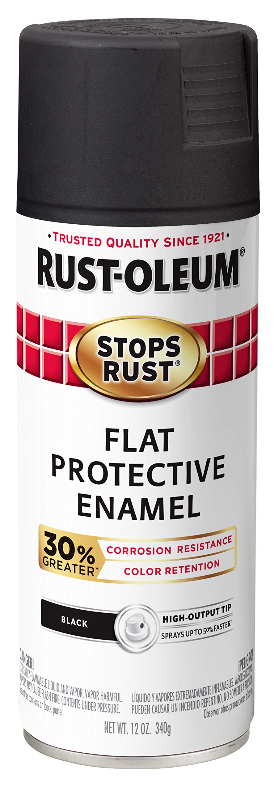 Rust-Oleum 338948 Stops Rust Advanced Spray Paint, Flat Black, 12 Ounce