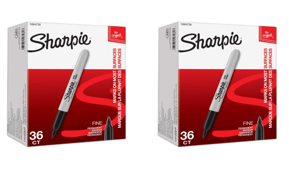 Sharpie Permanent Markers, Fine Point, Black, 36 Count - 2 Pack