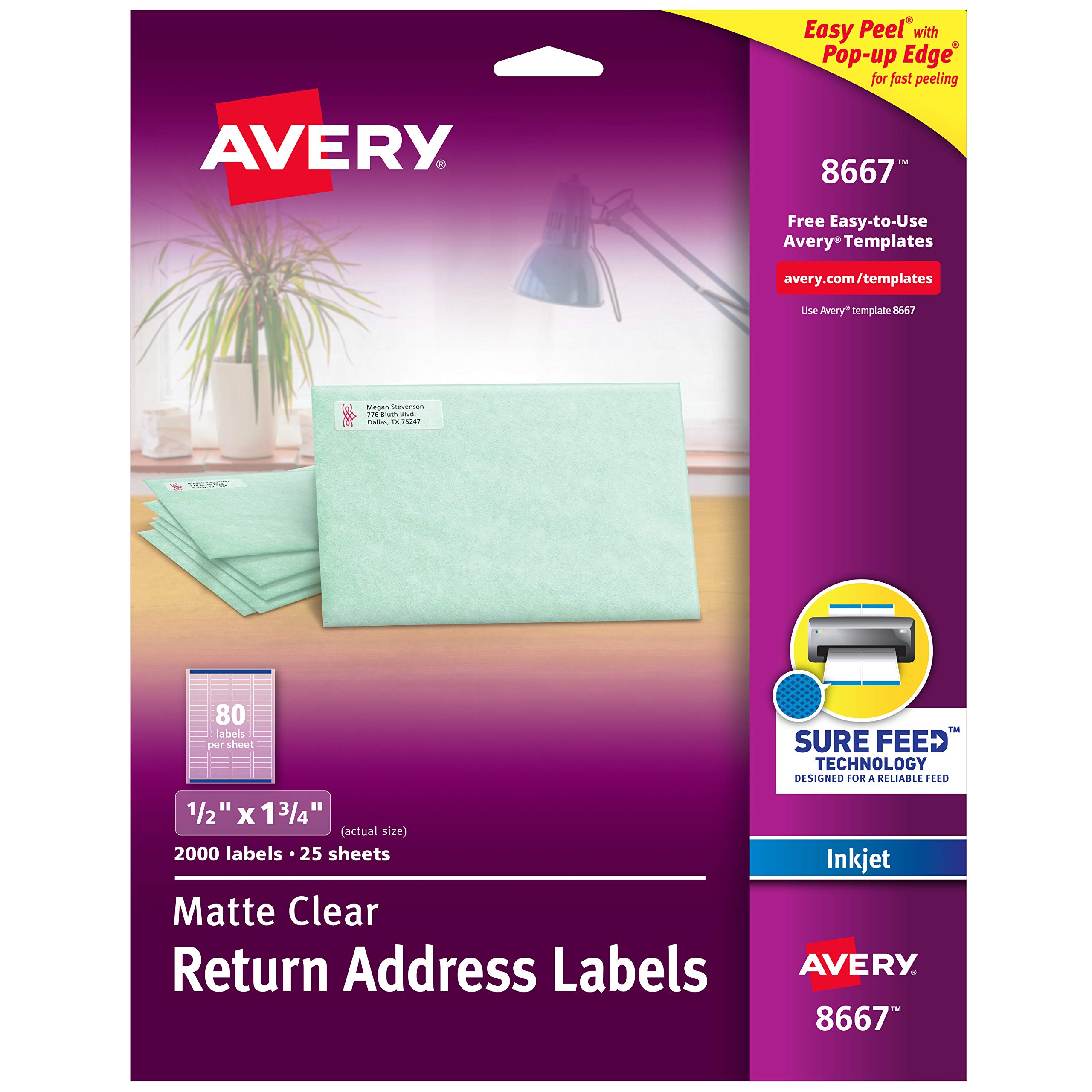 Avery Clear Easy Peel Return Address Labels 1/2" x 1-3/4"