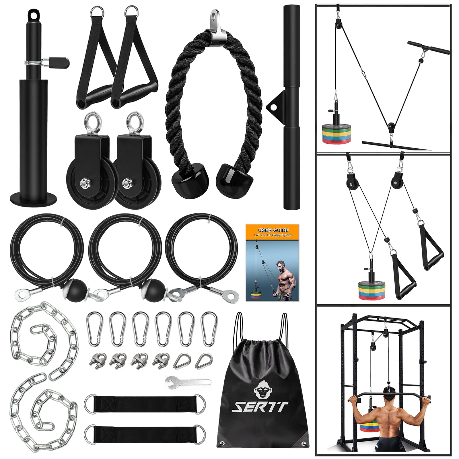 SERTT Weight Cable Pulley System Gym, Upgraded C...