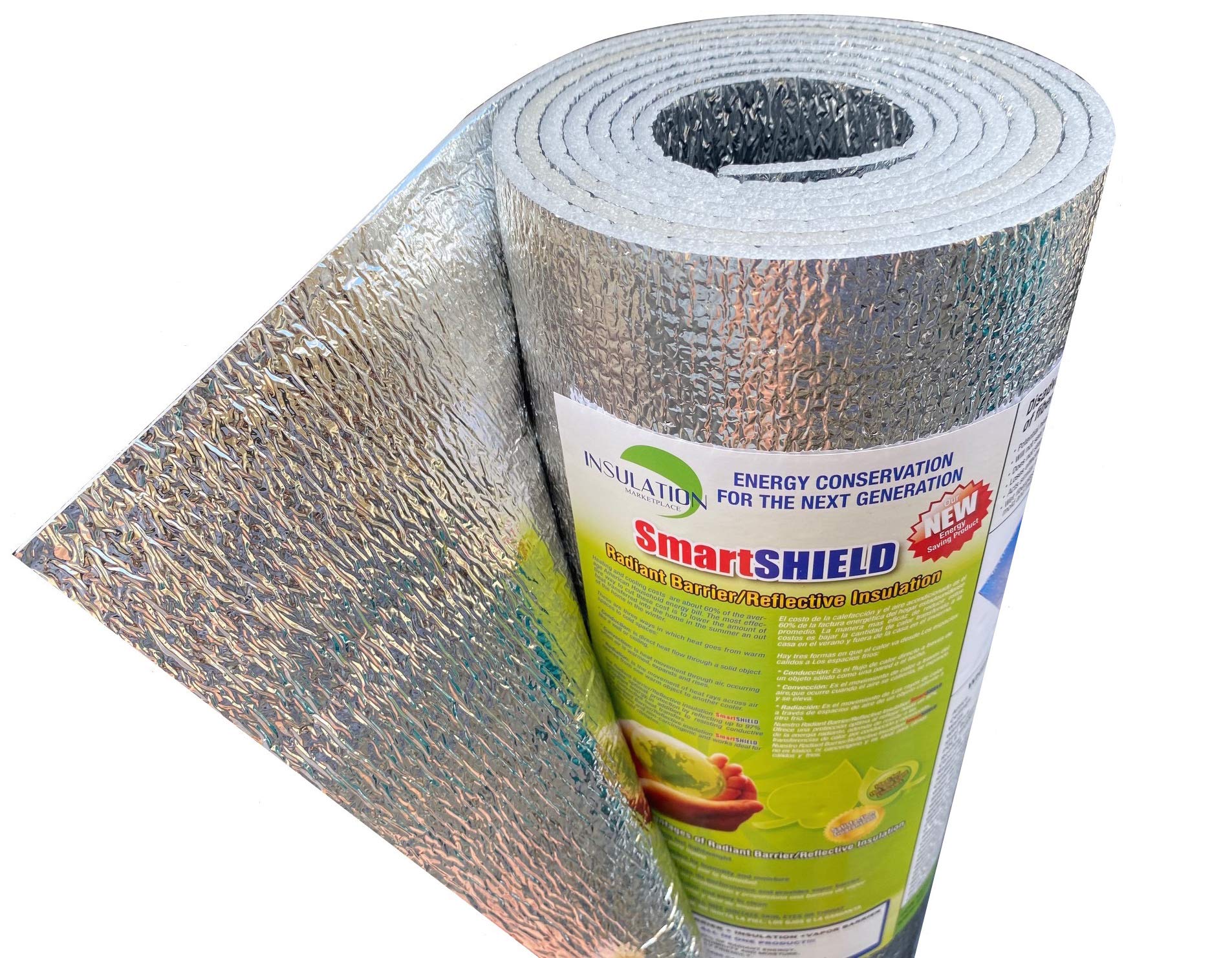 INSULATION MARKETPLACE SmartSHIELD -3mm 24"x10Ft Reflective Insulation Roll, Foam Core Radiant Barrier, Thermal Foil Insulation, Commercial Grade
