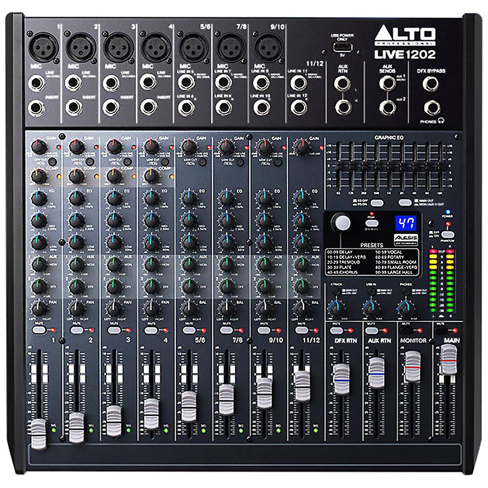 inMusic Brands Inc. Alto Professional Live 1202 | 12-Channel / 2-Bus Mixer with 7 XLR inputs