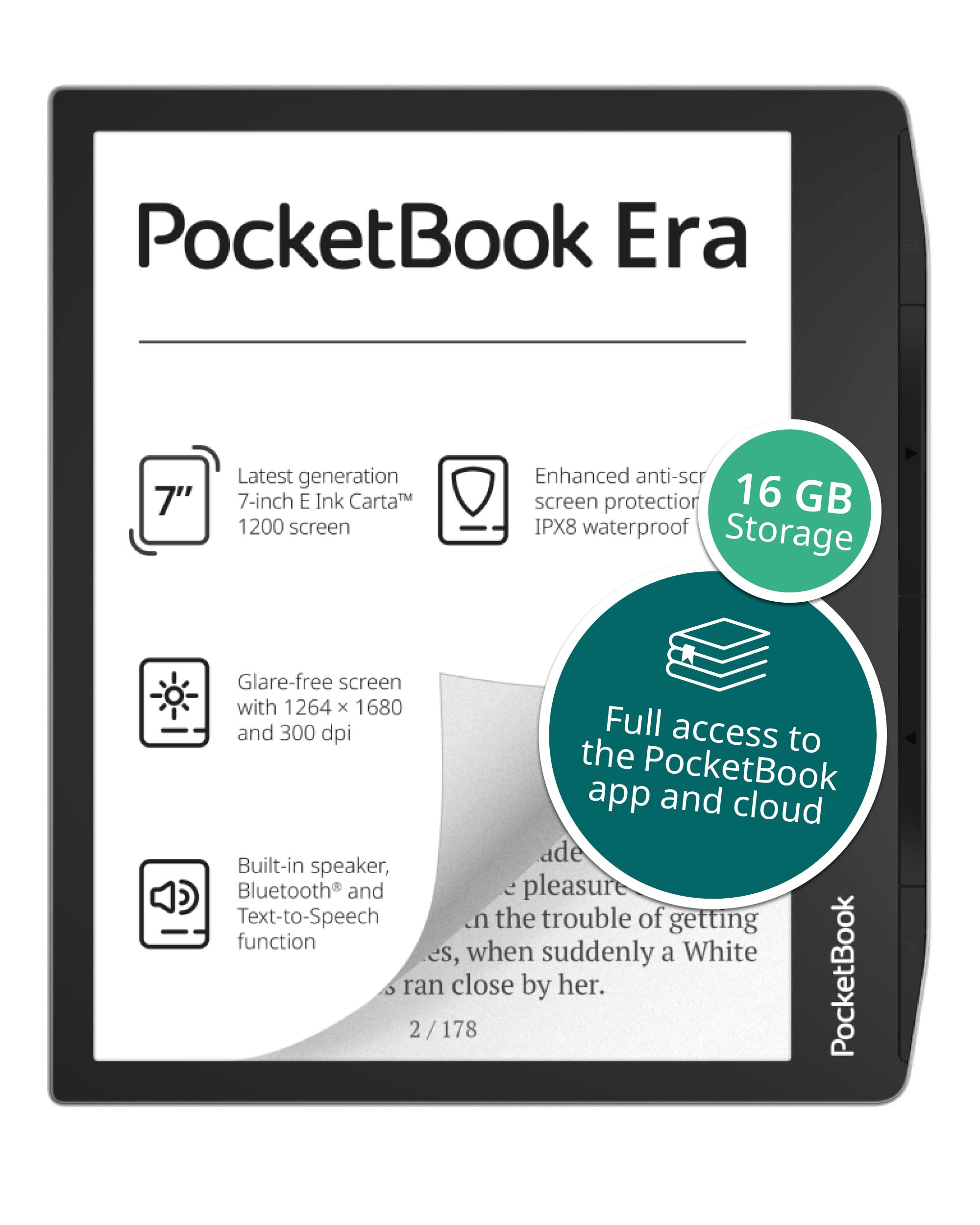 PocketBook Era E-Reader, Stardust Silver, 16GB | 7ʺ Gla...