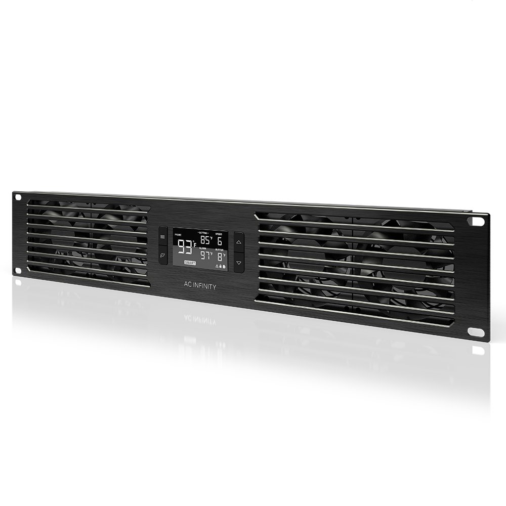 AC Infinity CLOUDPLATE T7-N, Rack Mount Fan Panel 2U, Intake Airflow, for Cooling AV, Home Theater, Network 19” Racks