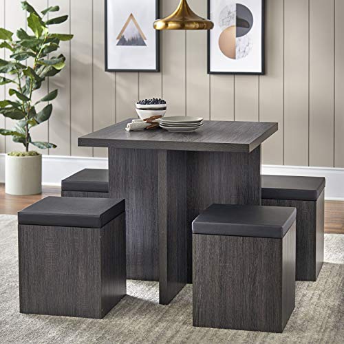 Dining Mainstays 5-Piece Dexter Set with Storage Ottoman (Reclaimed Grey)