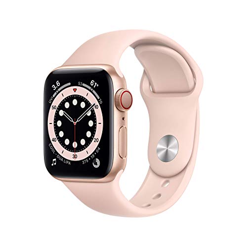 Apple  Watch Series 6 (GPS + Cellular, 40mm) - Gold Aluminum Case with Pink Sand Sport Band (Renewed)