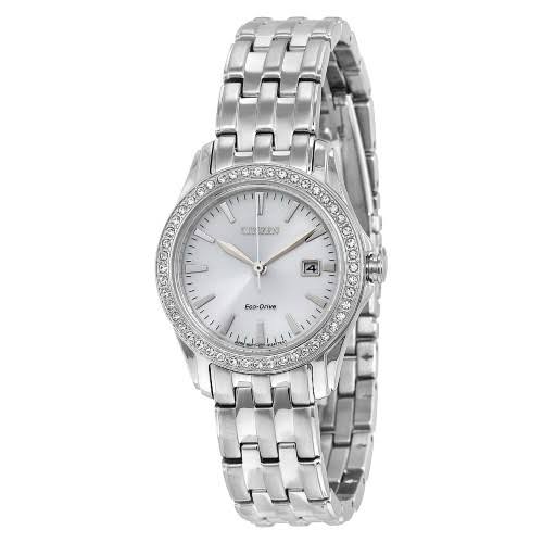 Citizen Eco-Drive Women's EW1901-58A Silhouette Crystal Analog Display Silver Watch